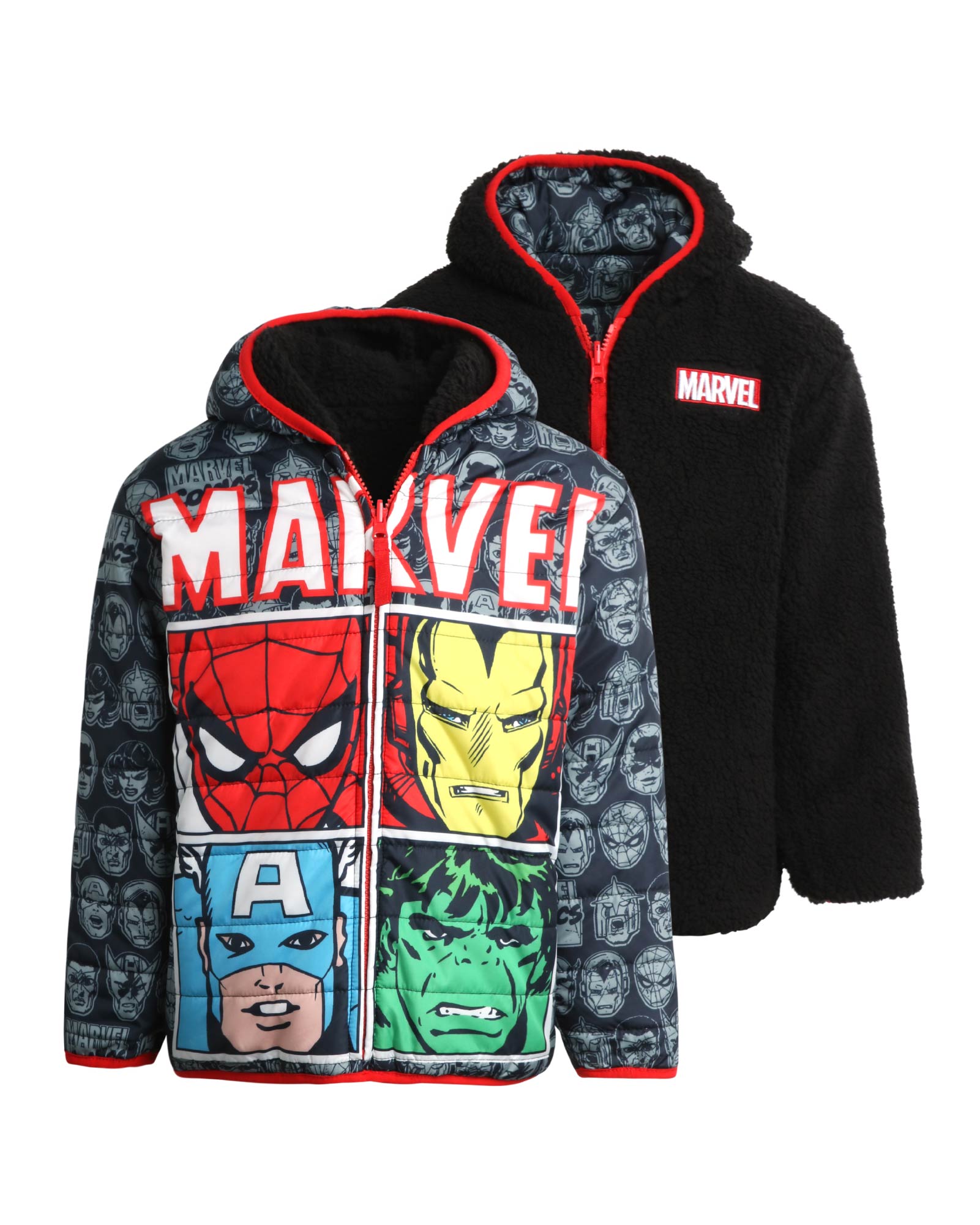Marvel Boys’ Avengers Spider-Man Reversible Jacket – Sherpa Fleece Lining (2T-20)